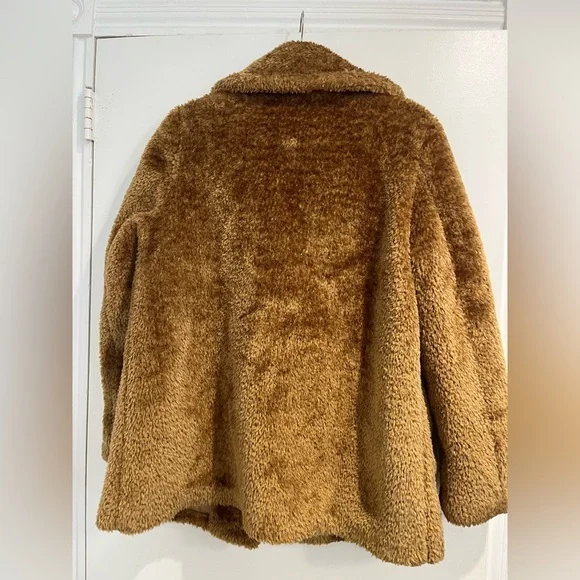 French‎ Connection Tan Faux Fur Teddy Jacket Sz. L - Picture 3 of 11